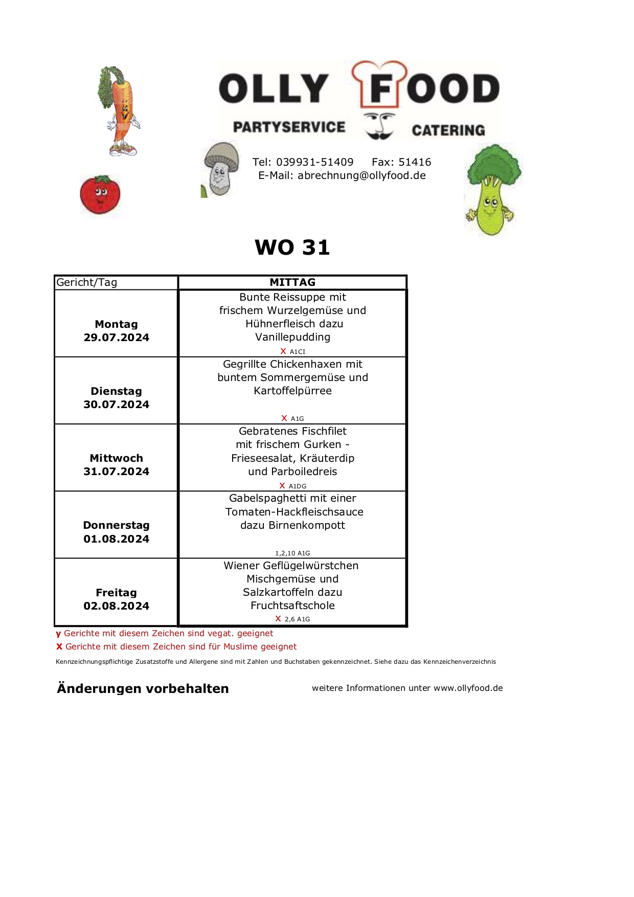 Kinderspeiseplan KW 31