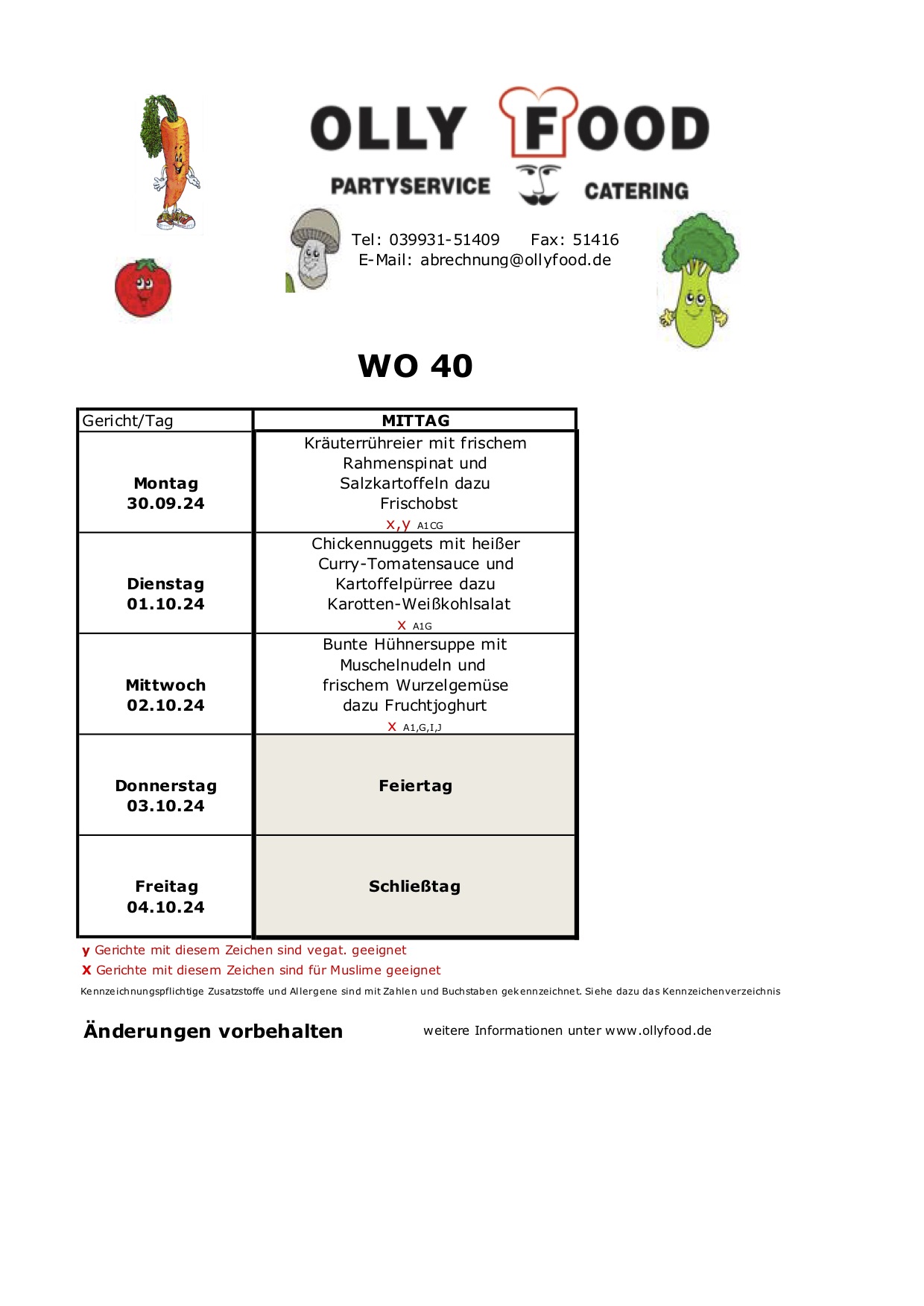 Kinderspeiseplan KW40