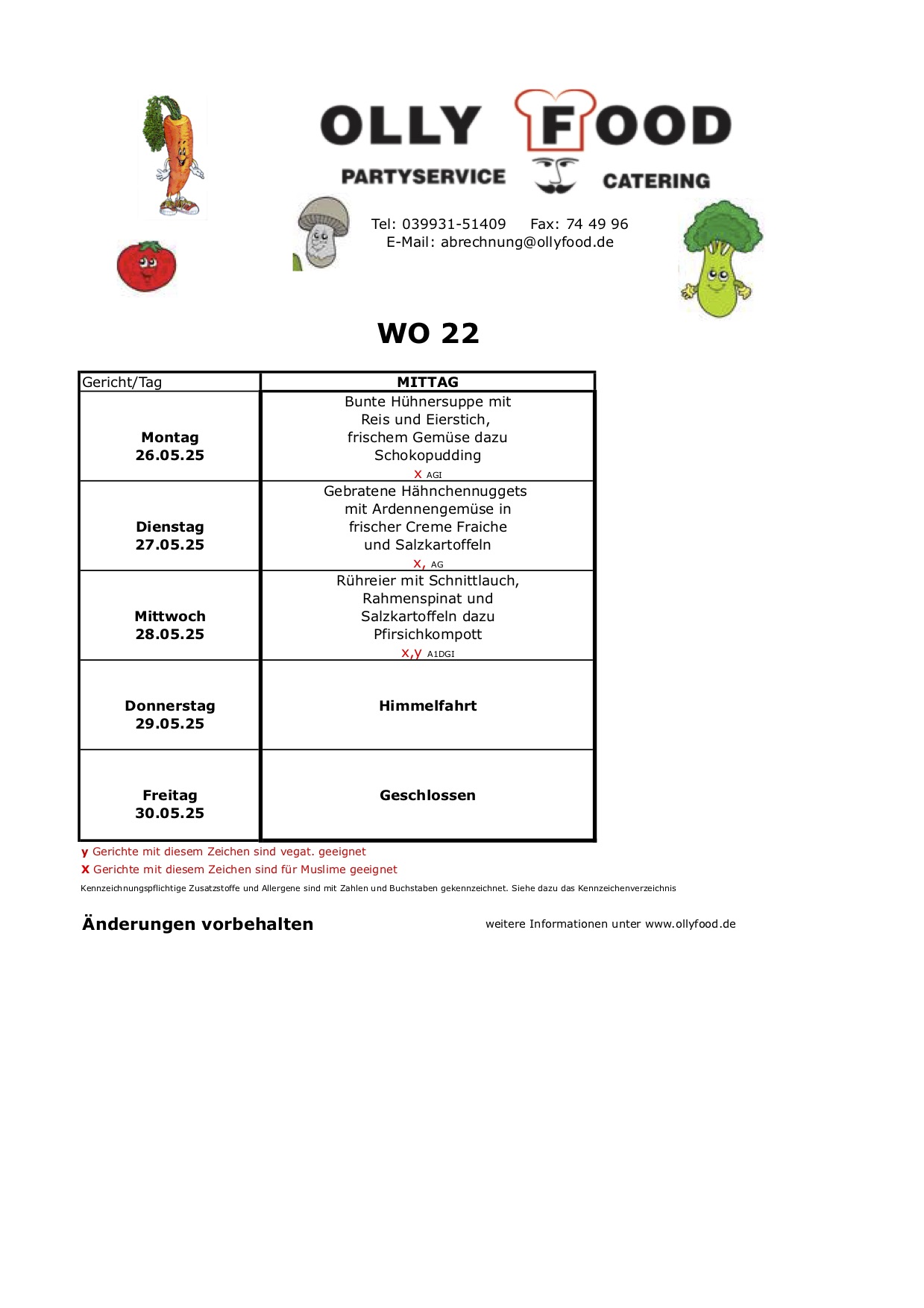 Kinderspeiseplan Wo 22